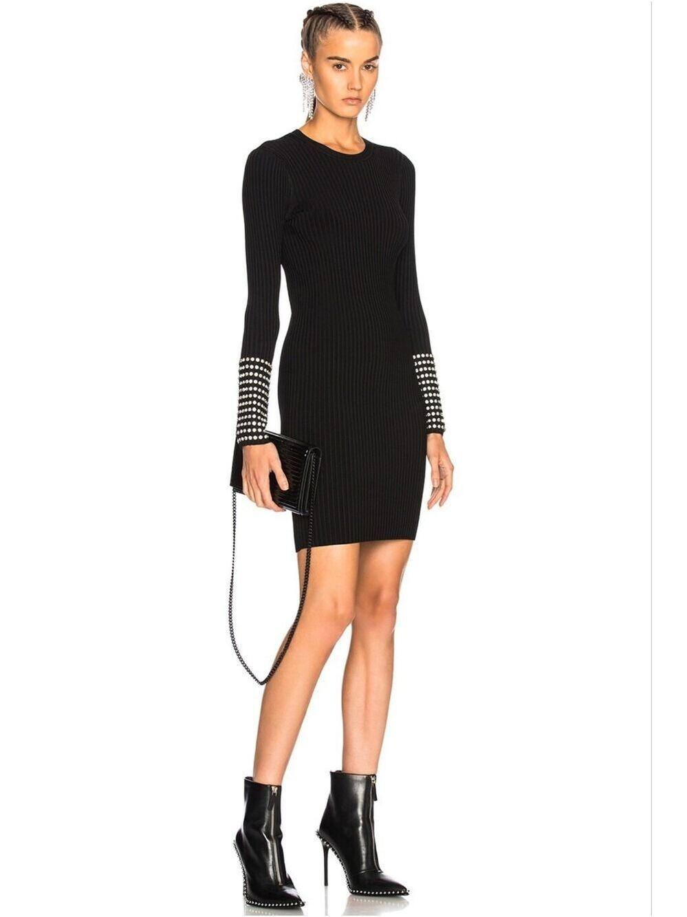 ALEXANDER WANG Long Sleeve Dress with Crystal Cuff Detail